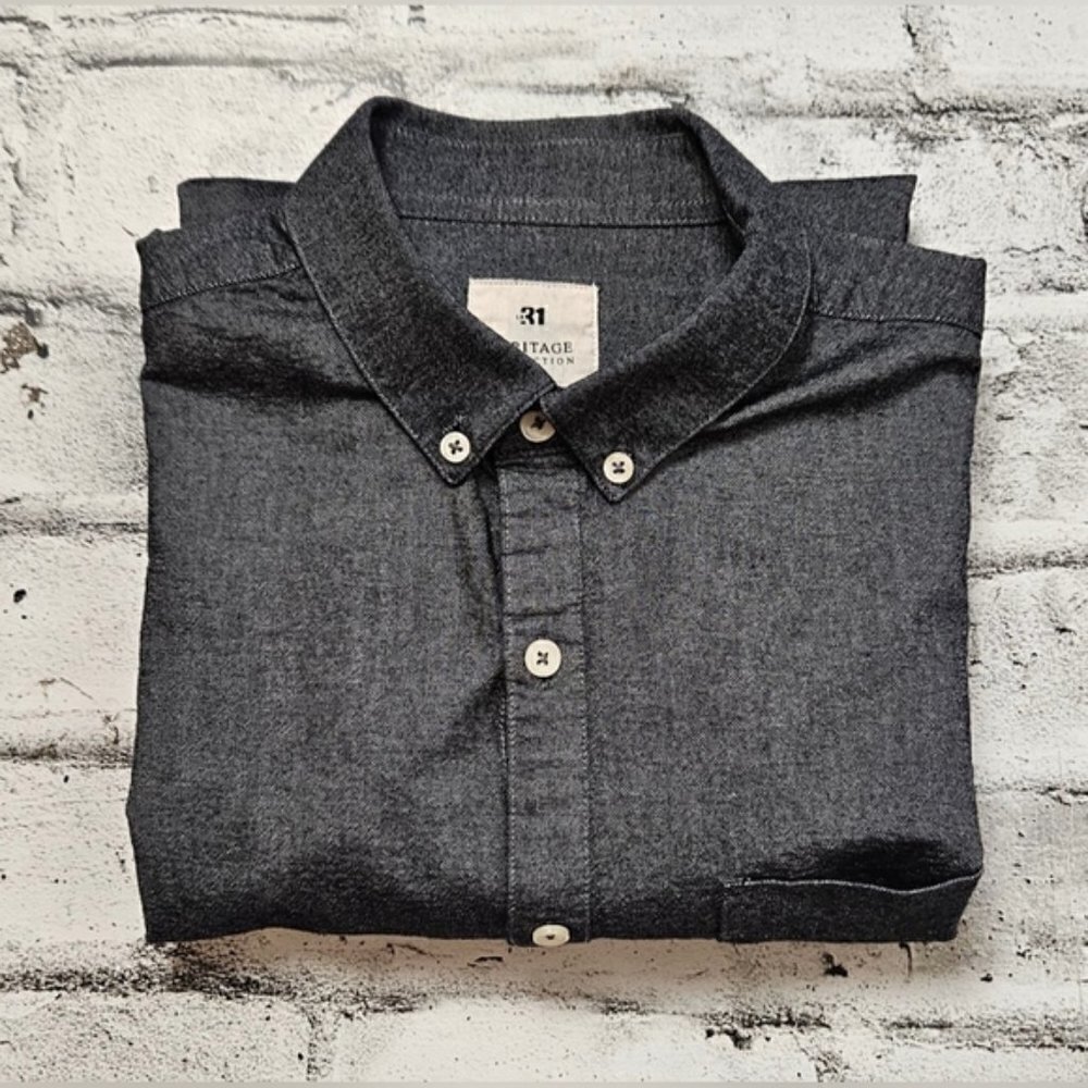 Le 31 Simons Slim Fit Button Down Dress Shirt Gray Melange Small